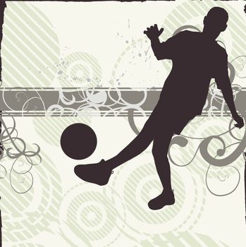 sportsman on art background with grunge and foliage elements