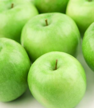 diet concept, focus point on stick of nearest apple