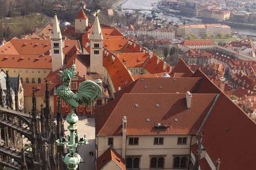 view of the old Prague with a height of the cathedral of St. Vitus, the Czech Republic