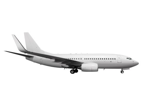 commercial white plane on white background with path