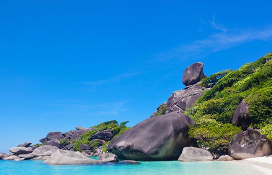 Beautiful landscape with the rock "Sail" on Similan islands, Thailand