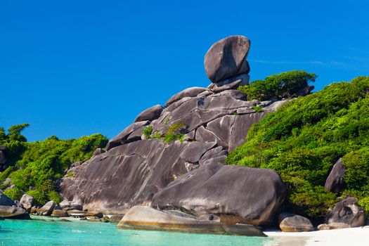 Beautiful landscape with the rock "Sail" on Similan islands, Thailand