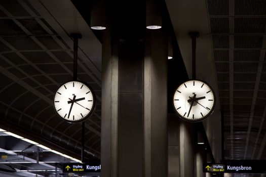 Large clocks in railwaystation