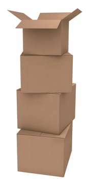 The tower of cardboard boxes.