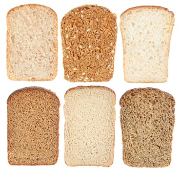 Set bread slice on a white background.