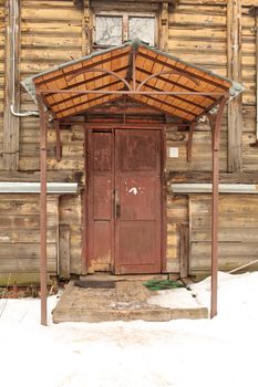 the old porch entrance wooden door 