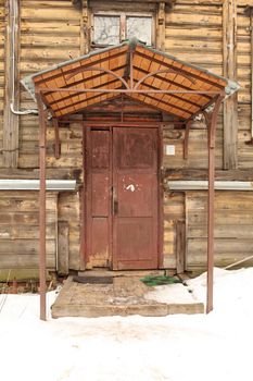 the old porch entrance wooden door 