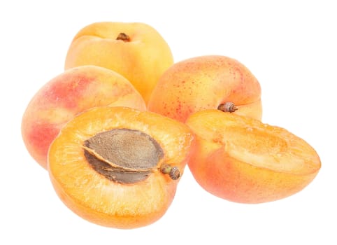 Apricots on a white background