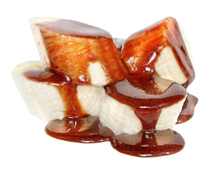 The Banana dessert on a  white background.