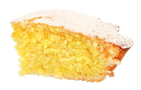 Piece of a pie on a white background.
