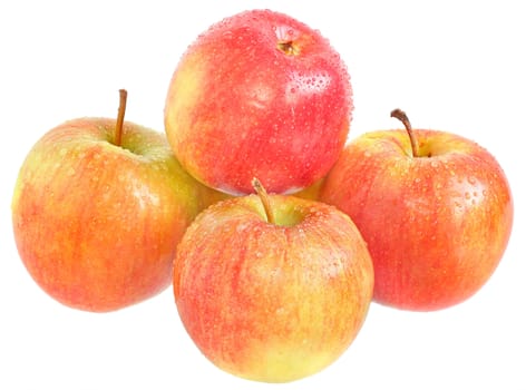 Ripe apples on a white background.