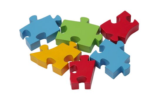 Jigsaw puzzle pieces isolated on a white background