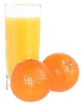 Tangerine juice on a white background.