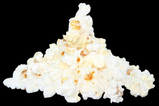 Popcorn on a black background.