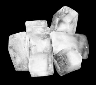 Cubes of ice on a black background.