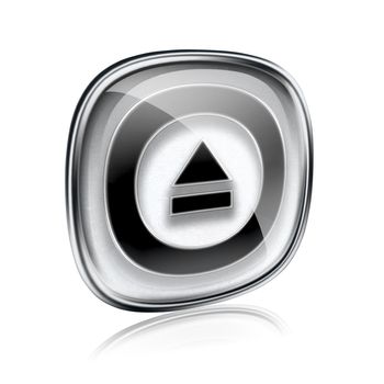 Eject icon grey glass, isolated on white background.