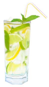 A glass of ice water.