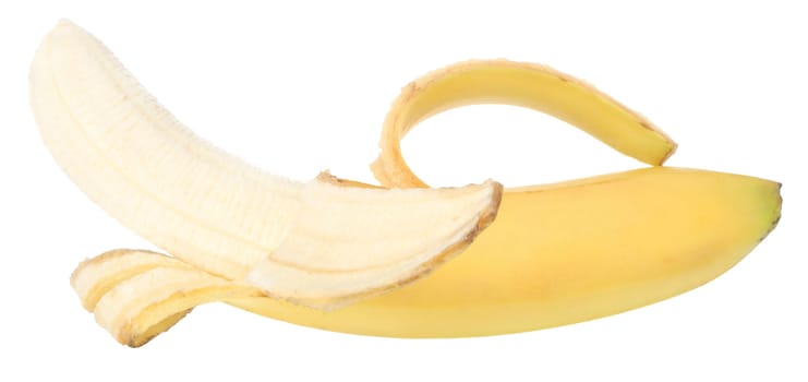 Ripe banana on a white background.