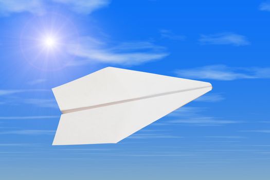 paper plane on a blue sky backgrounds