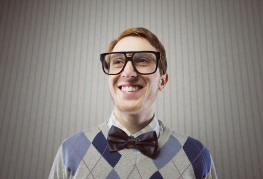 Nerd student making a funny smiling face