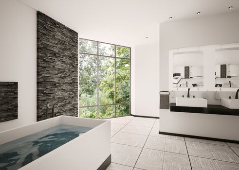 Interior of modern bathroom 3d render