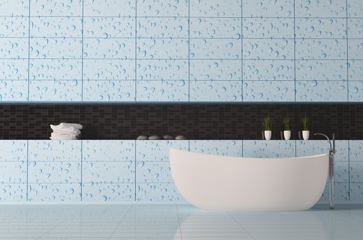 bathroom interior with water drops on the wall 3d render