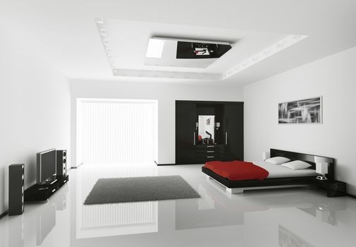 Modern bedroom interior 3d render