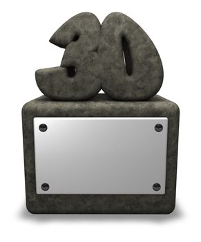 stone number thirty on socket - 3d illustration