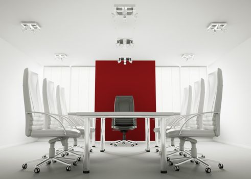 White red conference room interior 3d render