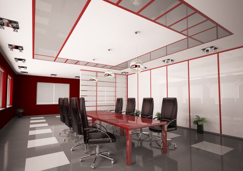 Modern boardroom interior 3d render