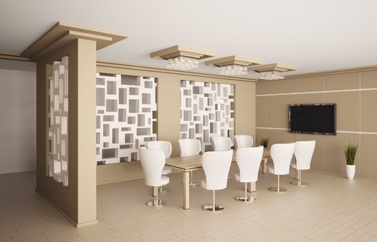 Modern boardroom with lcd interior 3d render