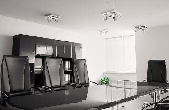 conference room with black furniture interior 3d