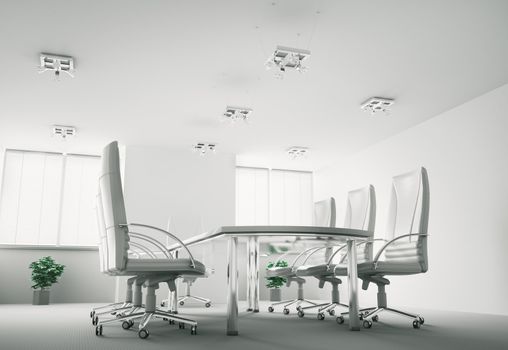 White conference room interior 3d render