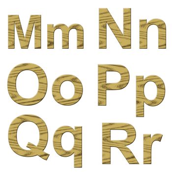 Illustration of wooden letters on white background.