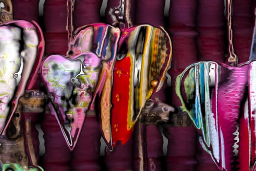 Colorful ceramic heart decoration
