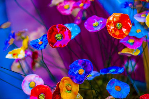 Colorful ceramic spring flowers