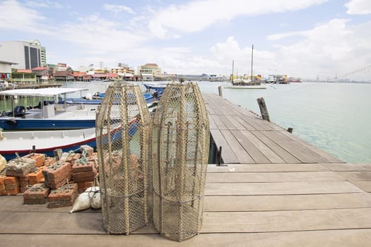 Traditional Bubu Fish Trap on Chew Jetty in Penang Malaysia