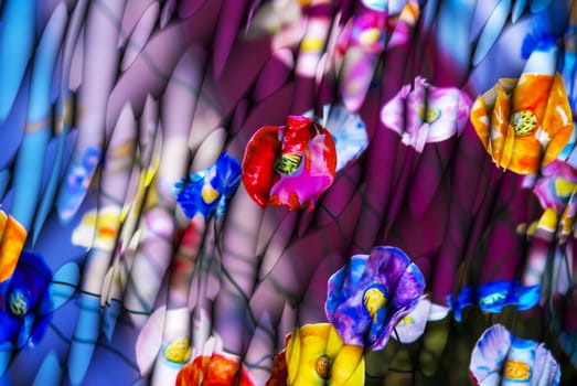 Colorful ceramic spring flowers