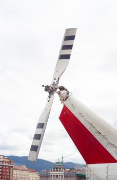 photo of a tail rotor of helicopter