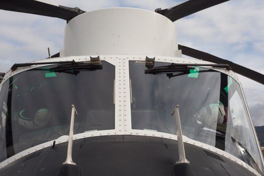 Cockpit of helicopter static on the ground