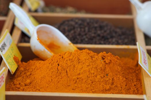 Curcuma and other spices, Street market in Trieste