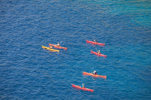 Kayaking in the Croatian sea. Brsecine