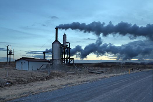 Steam from a geothermal plant in Iceland