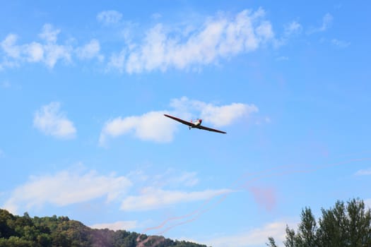 View of aerobatics in the blue sky