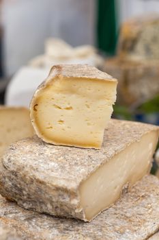 Close up of fresh Italian cheese, street market