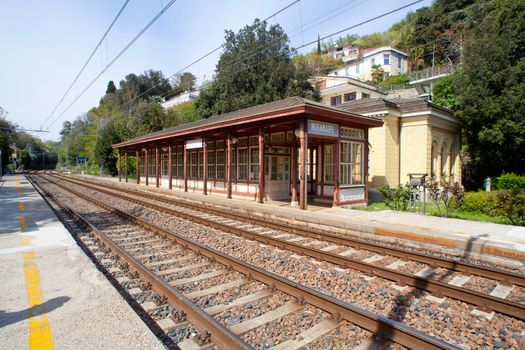 View of ancient Miramare railroad station, Trieste