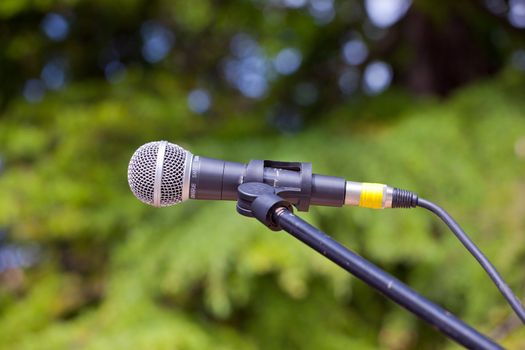 Close up of a microphone for a concert