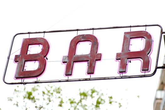 Pink public display of an italian bar