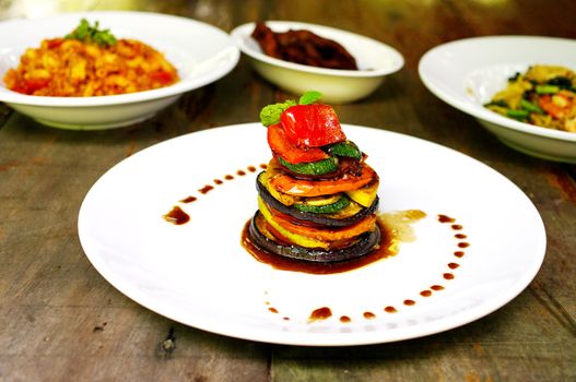 Vegetarian food on white dish