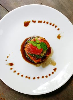 Vegetarian food on white dish